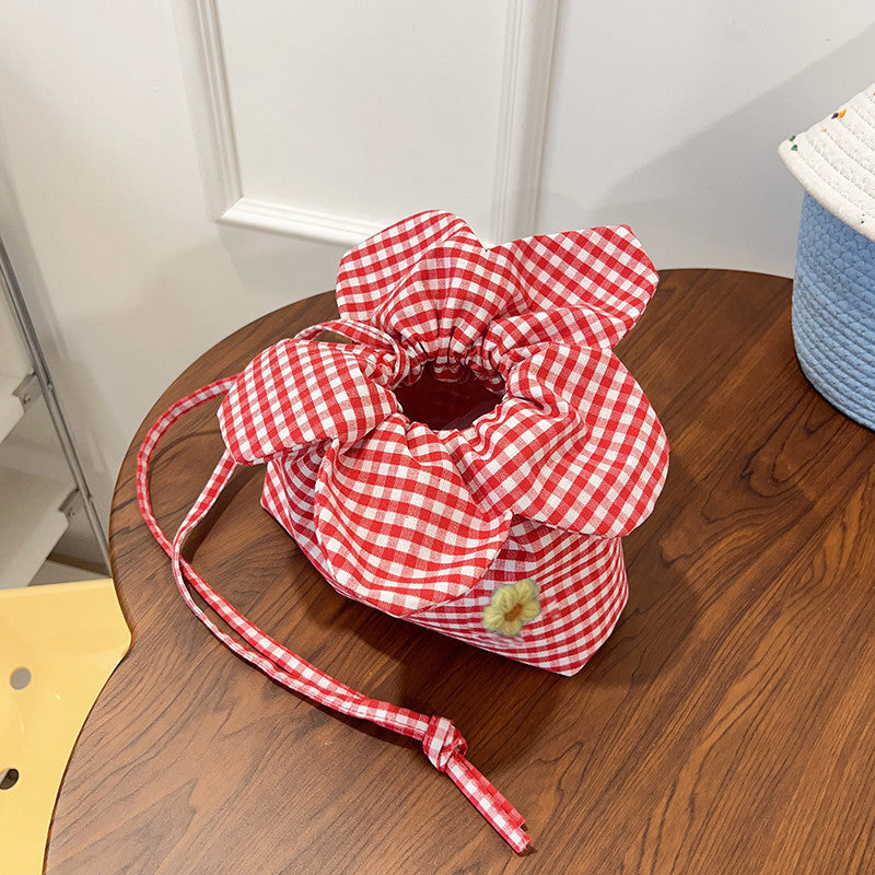 Girls Heart Floral Double-Sided High-Capacity Commuter Drawstring Bag