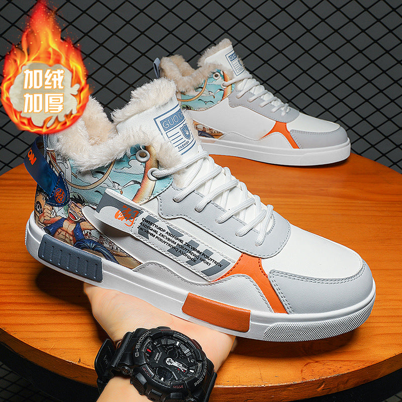 Zapatillas de hombre de caña alta forradas de borreguillo, acolchadas, cálidas e informales