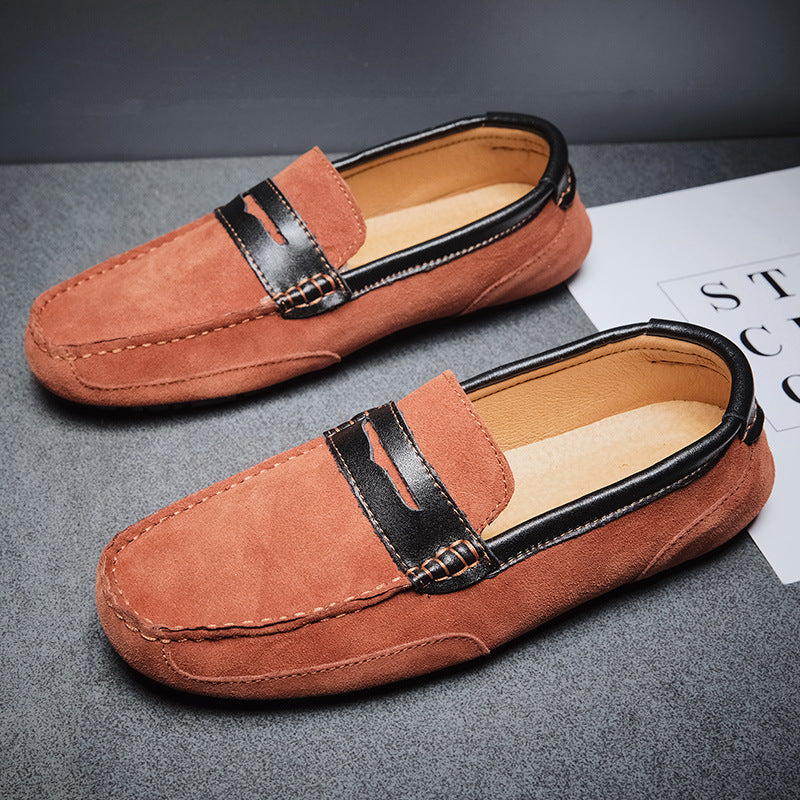 Nuevos Mocasines sin Cordones para Hombre de Cuero Versátiles con Ribete Color Block