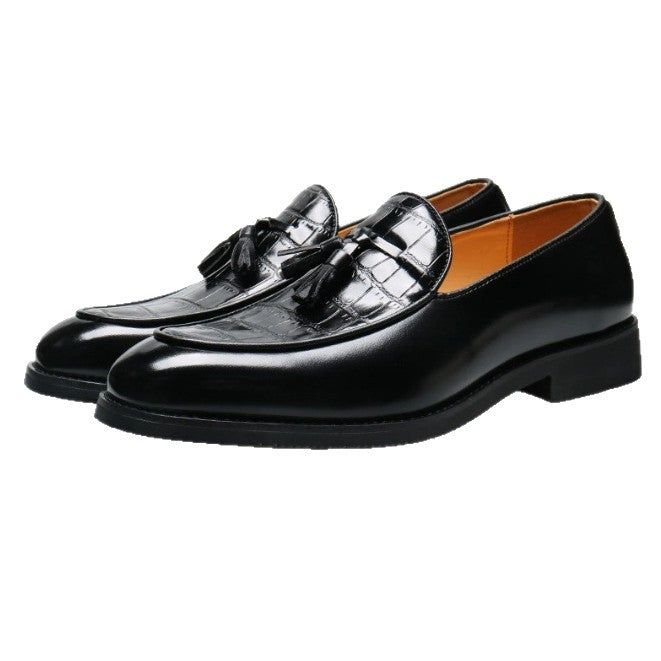 Zapatos de cuero sin cordones estilo británico, de vestir-casual, con punta en punta para hombre