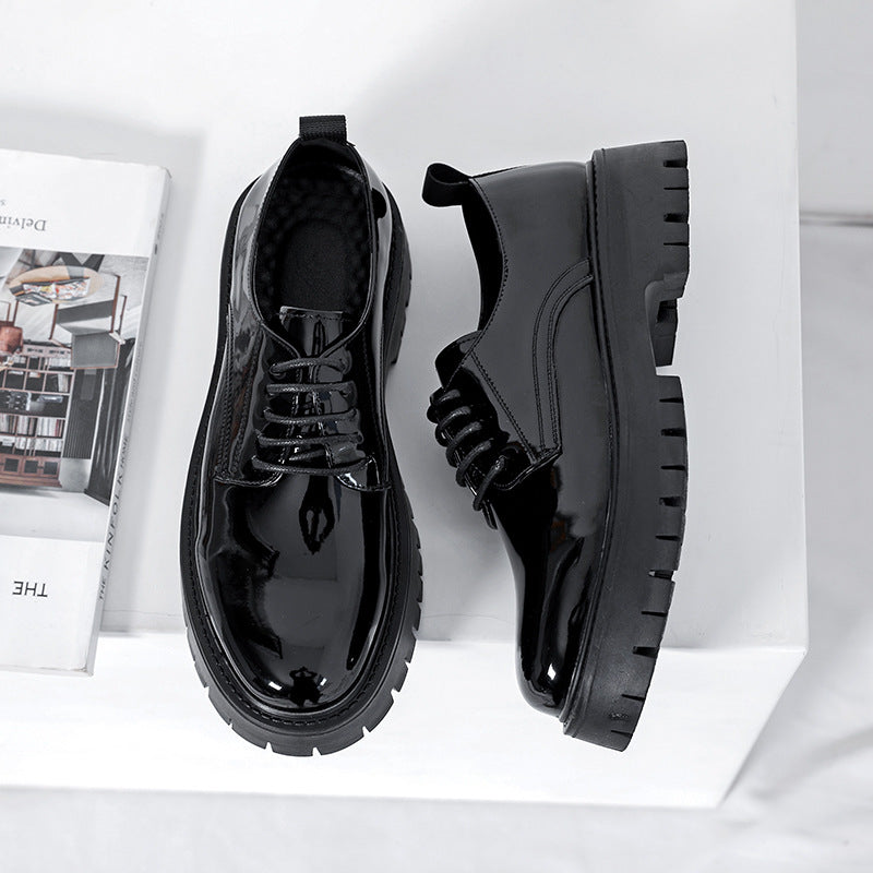 Zapatos de hombre de talla grande, moda, superficie brillante, zapatos de cuero de punta ancha estilo británico
