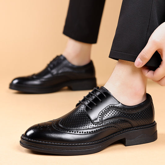 Zapatos de cuero huecos de hombre para negocios, formales, casuales