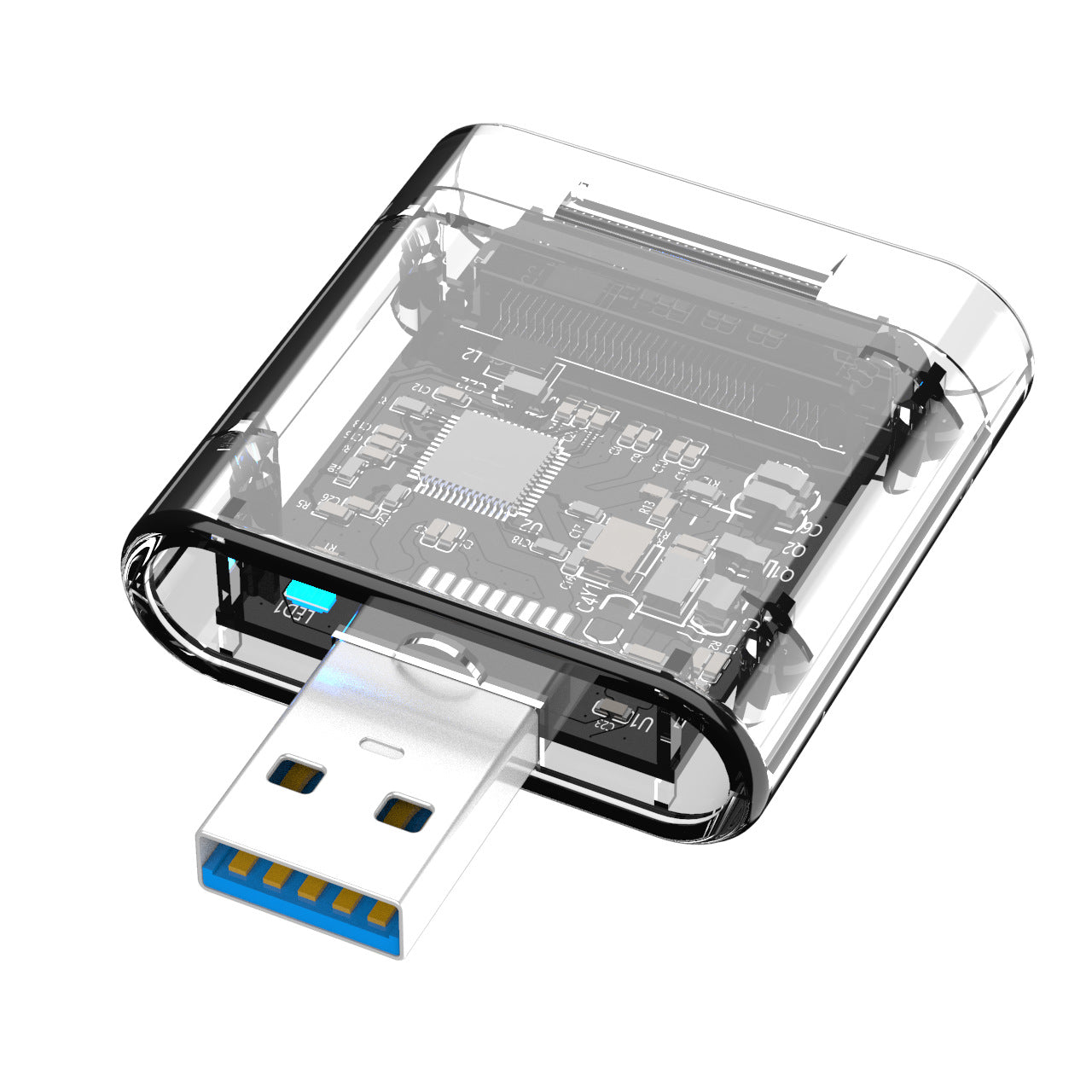 Caja de disco duro móvil de estado sólido transparente y creativa con interfaz USB