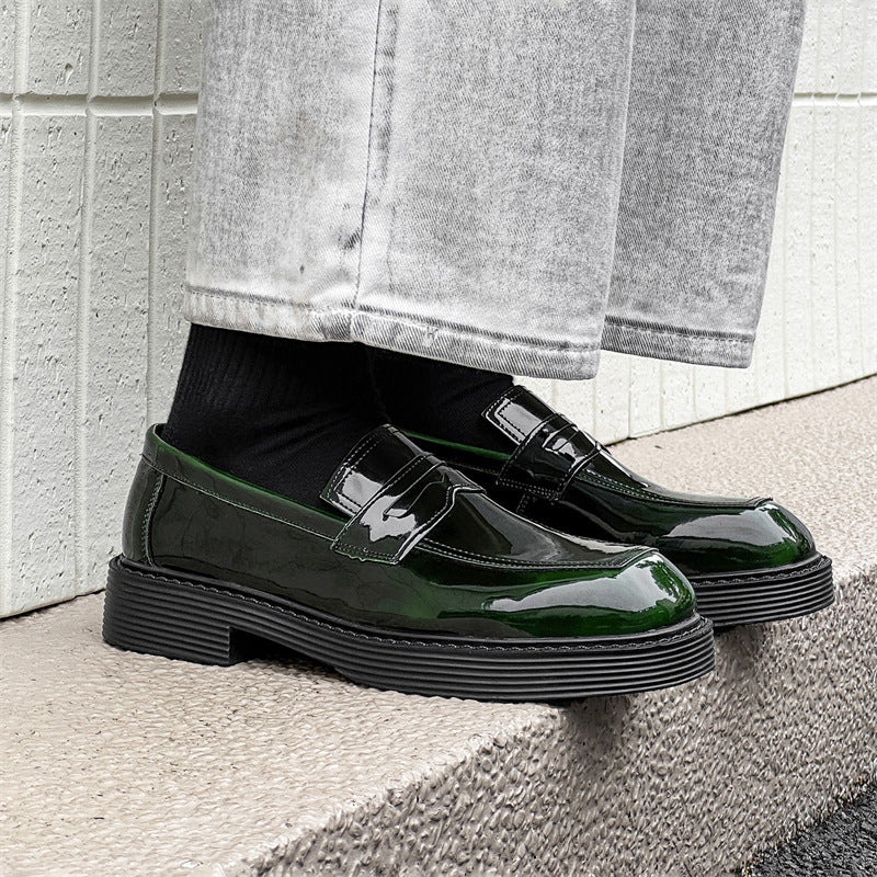 Zapatos de cuero de estilo británico con suela gruesa estilo Hong Kong, zapatos de una sola capa para primavera y otoño