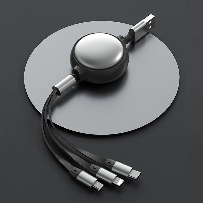 Cable USB 3 en 1, Cable Micro USB Tipo C 3 en 1, Cable de carga USB C retráctil de 2.4A