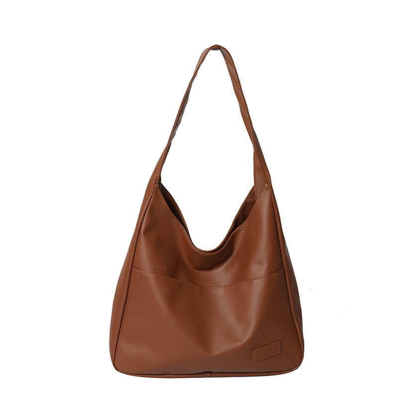 Bolso de mano informal de gran capacidad, retro, color liso y textura sencilla