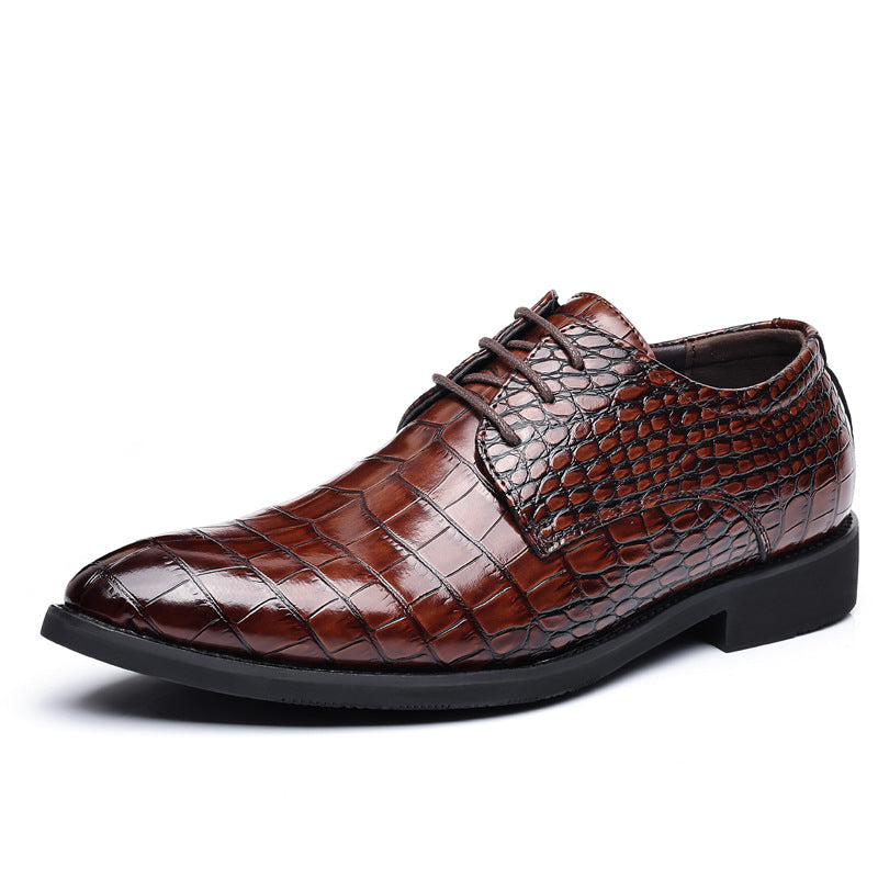 Zapatos de cuero británicos con textura de pez para hombre, estilo casual de negocios