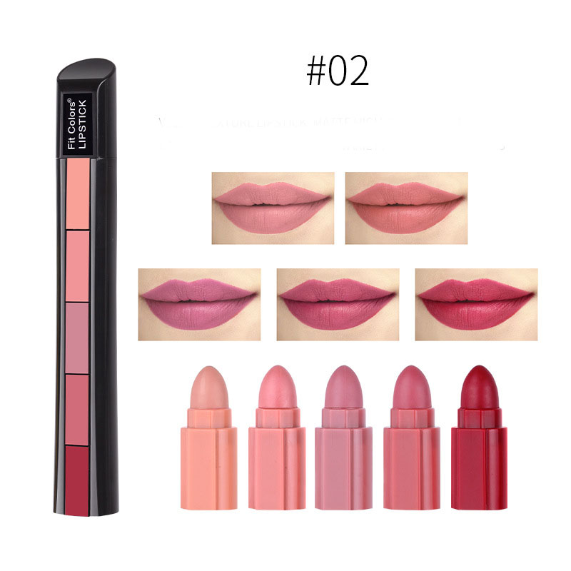 Set de pintalabios mate de 5 colores, barra de labios de terciopelo, brillo labial antiadherente, pintalabios rojo sexy de larga duración e impermeable