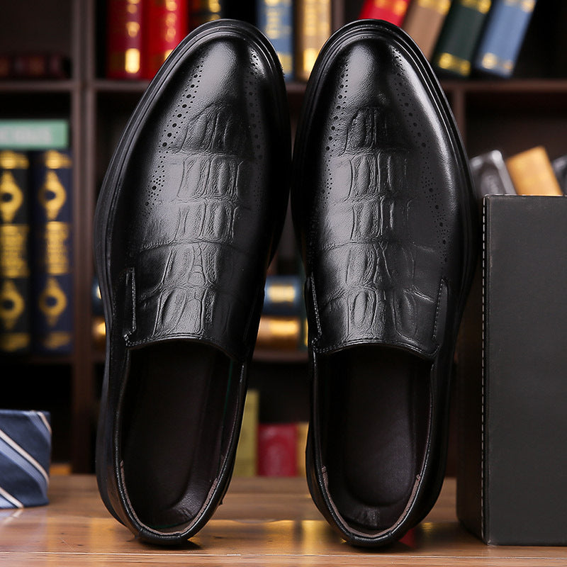 Zapatos de cuero puntiagudos estilo británico informales para hombre