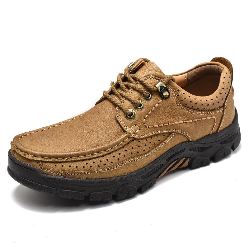 Zapatos de Vestir Casuales para Hombre de Cuero de Primera Capa, Estilo Británico con Cordones
