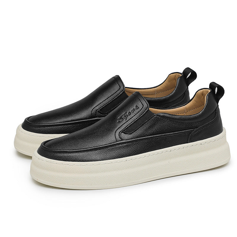 Zapatos de cuero para hombre, plataforma de moda casual, mocasines para conducir