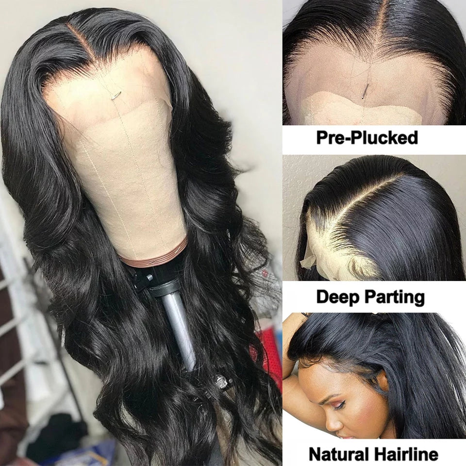 Peluca frontal de encaje 13x4 con ondas corporales