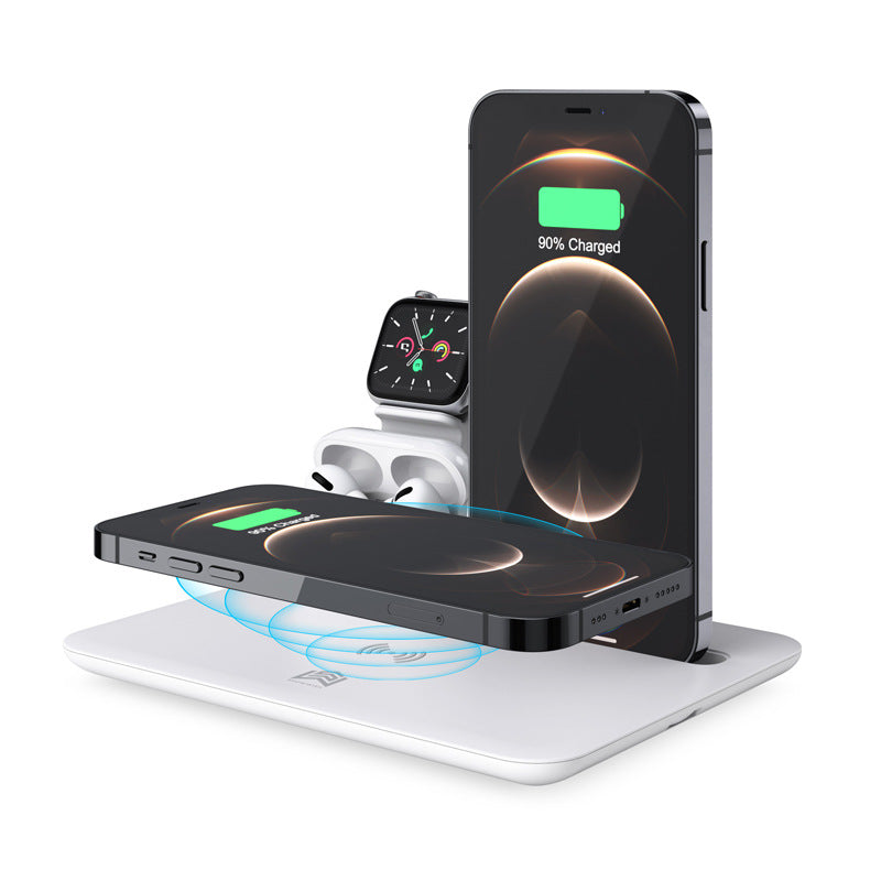 Soporte de escritorio para auriculares de reloj con cargador inalámbrico para teléfono