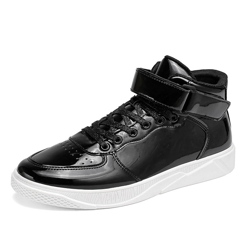 Zapatos de hombre con paneles de espejo, deportivo de media caña de estudiante de moda