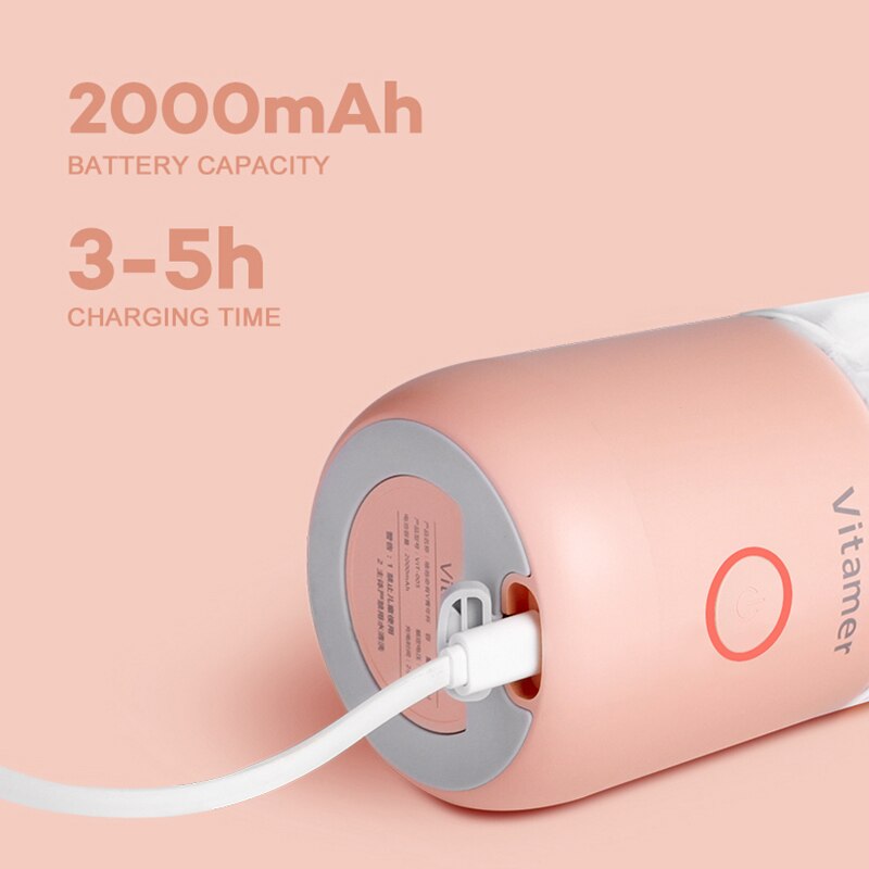 Licuadora portátil de 350 ml, exprimidor eléctrico recargable por USB, mezclador, vaso para batidos, licuadora, botella de zumo, carga USB, utensilios de cocina