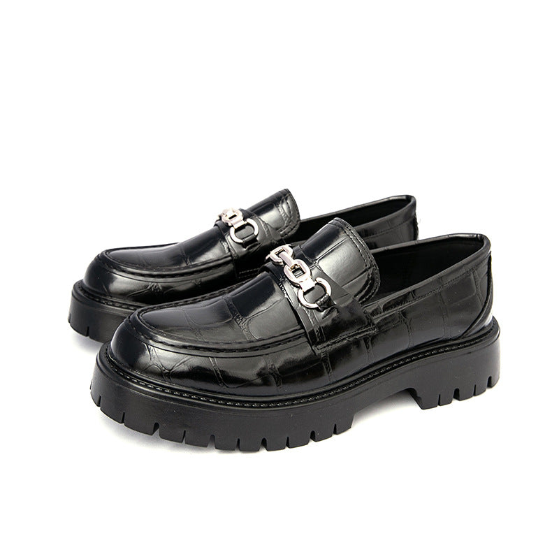 Autumn Men's Fashion Platform Increased Plus Size Crocodile Pattern Loafers