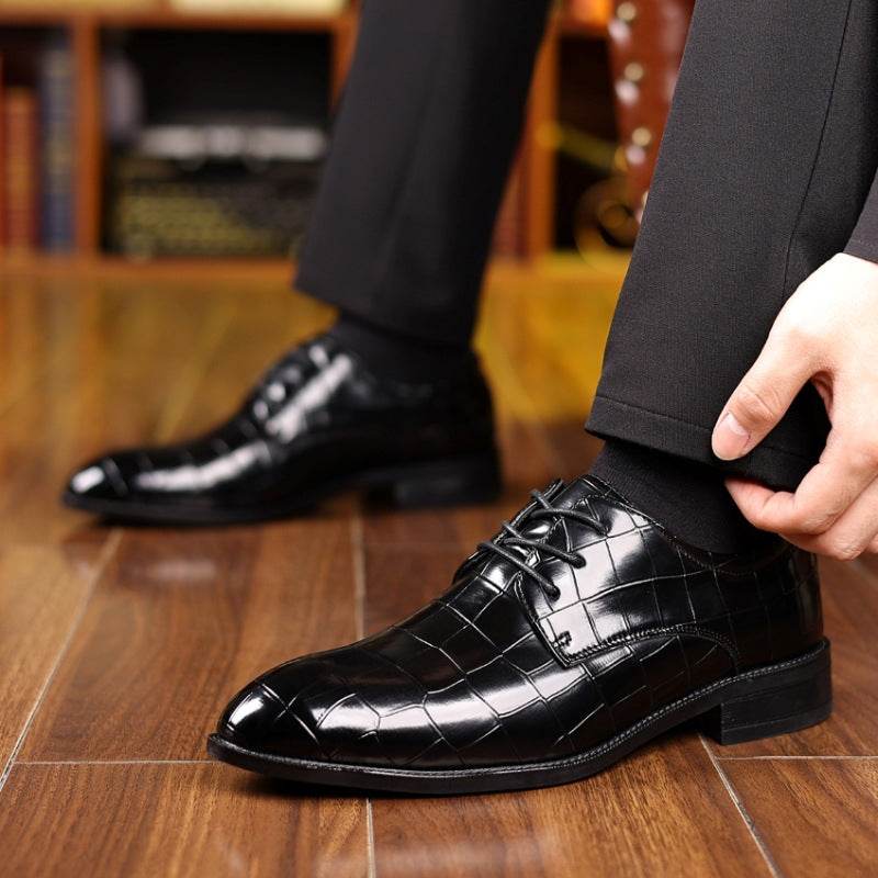 Zapatos de cuero transpirables de punta para hombre, estilo formal casual
