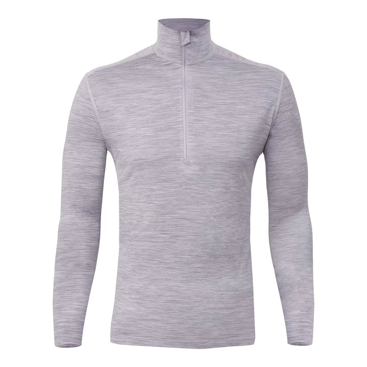 Gray Shell Quick-Dry Half-Zip Mens Outdoor Wool Long-Sleeve