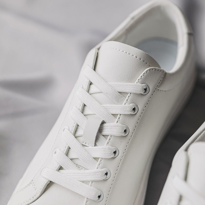 Zapatillas Blancas Transpirables de Piel de Vacuno con Suela Plana, Modernas y Versátiles