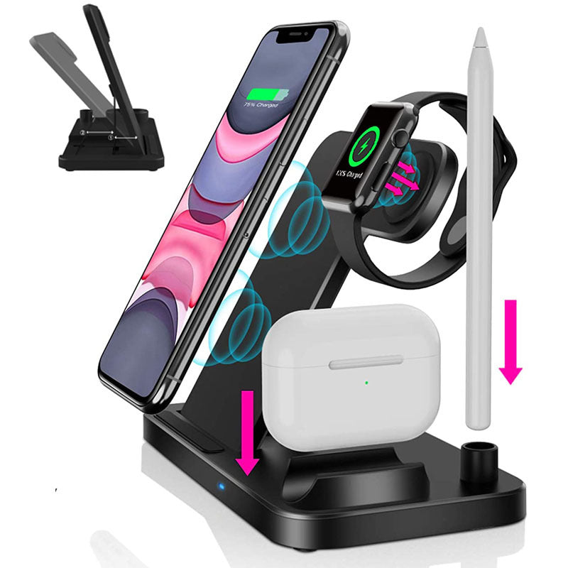 Cargador inalámbrico plegable 4 en 1 de carga rápida de 15 W