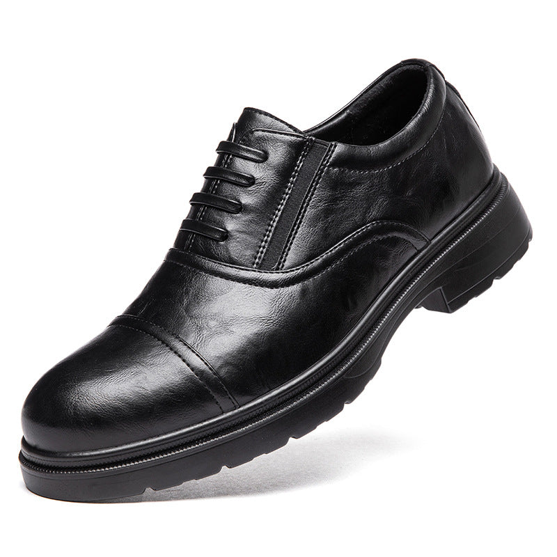 Zapatos de cuero genuino para hombre, informales, de fondo suave, superaltos
