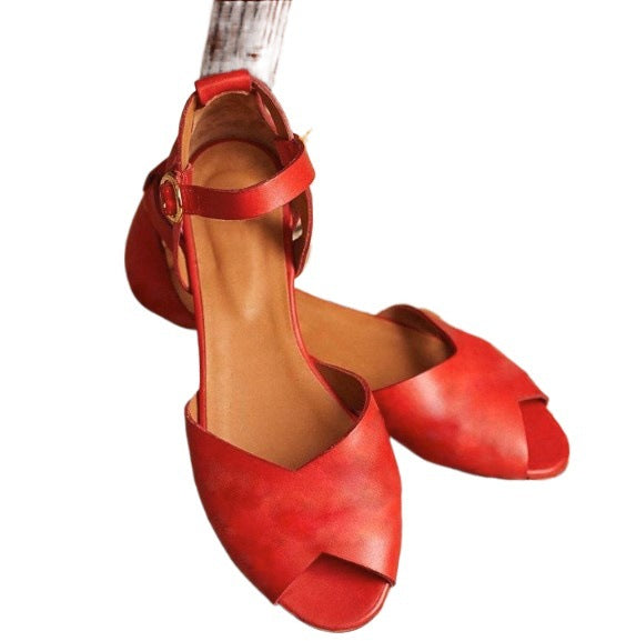 Sandalias Planas de Cuero para Mujer
