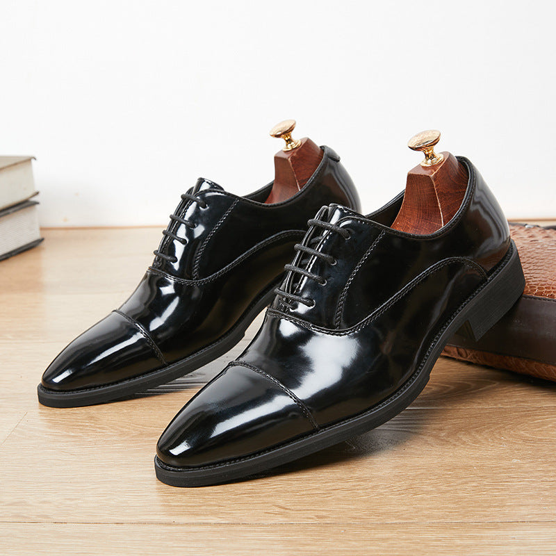 Zapatos Oxford de charol de tres piezas con punta y suela blanda para hombre de negocios