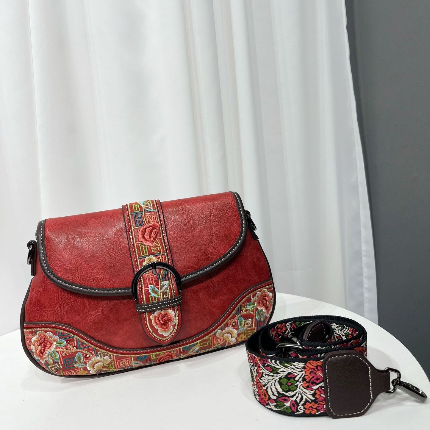 Bolso bandolera bordado estilo retro chino para mujer