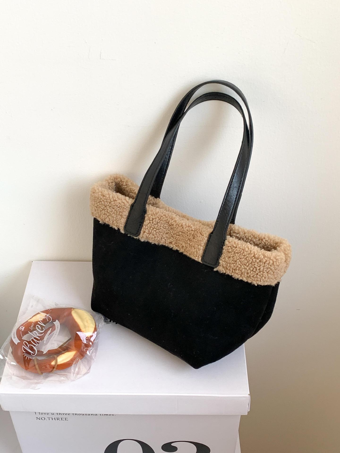 Bolso Retro de Gamuza con Parches y Dobladillo Vuelto