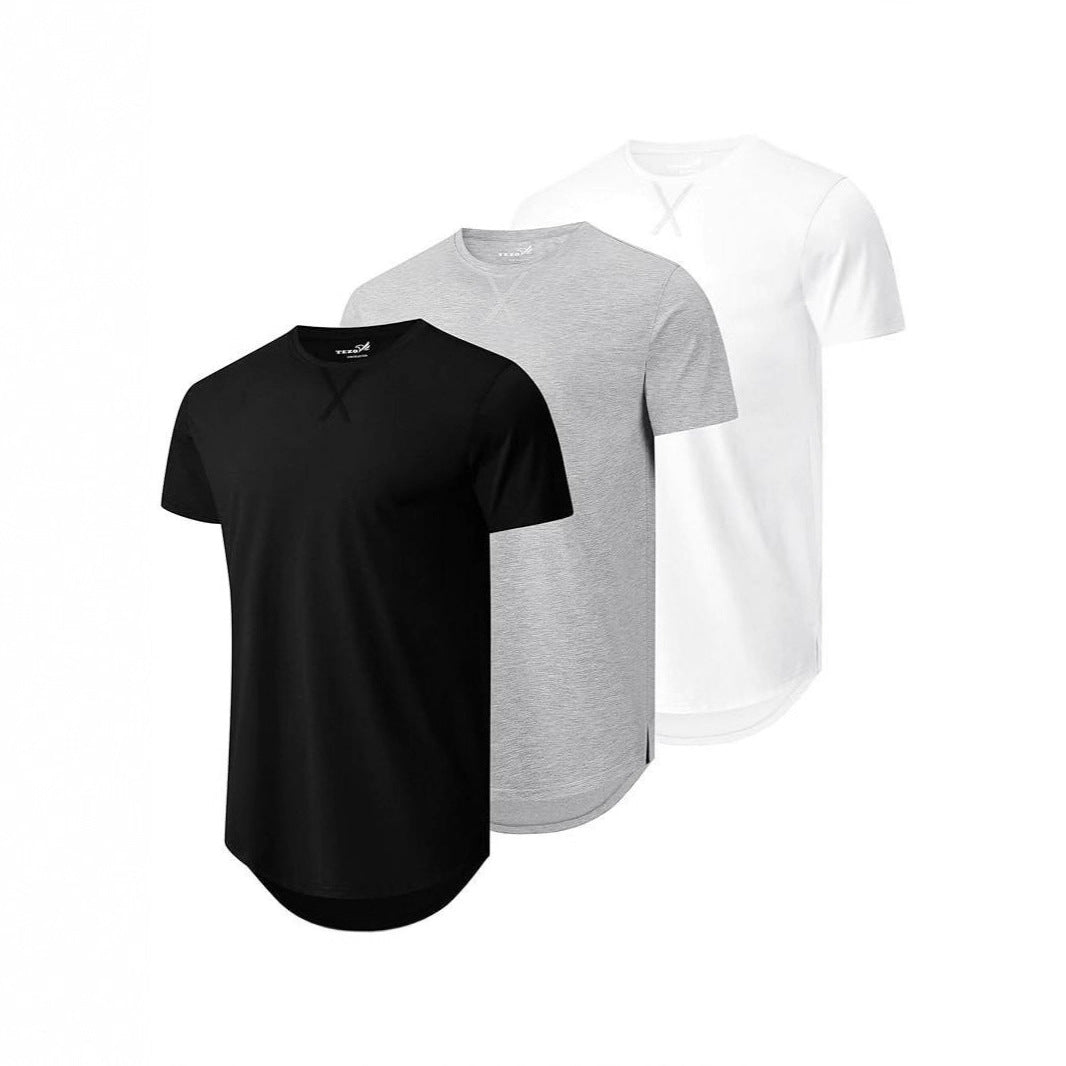 Top Faux Cotton Long Sleeve Crew Neck Short Sleeve Summer T-shirt