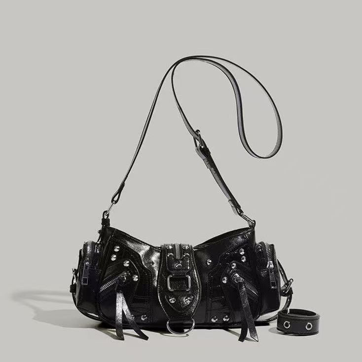 Bolso bandolera de motorista con un solo hombro estilo Y2K atrevido para uso diario